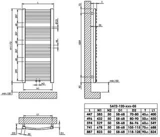 sanibel Badheizkörper S2-R A20 gebogen BH 1172 mm BL 447 mm RAL 9016 weiß – Bild 2