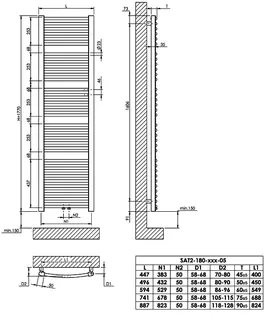 sanibel Badheizkörper S2-R A20 gebogen BH 1770 mm BL 741 mm RAL 9016 weiß – Bild 2
