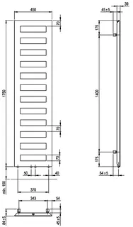 sanibel 3001-Designbadheizkörper D1 A20 50mm BH 1750mm BL450 mm Farbkategorie 2 – Bild 2