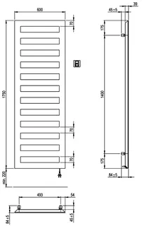 sanibel 3001-Designbadheizkörp. D1-E A20 Elektro BH 1750mm BL 600mm RAL 9016 weiß – Bild 3