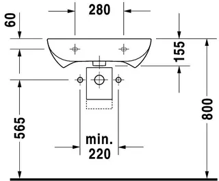Duravit Waschtisch D-Code Vital Med 600 mm ohne ÜL, mit HLB, 1 HL, weiß – Bild 2