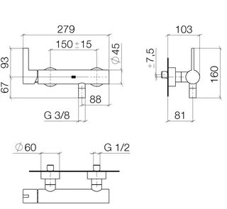 Dornbracht Brause-Einhandbatterie für Wandmontage IMO 33301670 Chrom – Bild 3