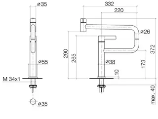 Dornbracht PIVOT Einhebelmischer TARA ULTRA 33845875 Chrom – Bild 3
