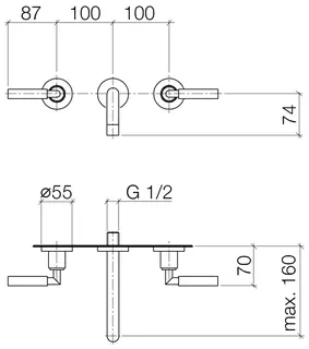 Dornbracht Waschtisch-Wandbatterie ohne Ablaufgarnitur TARA 36707882 Platin – Bild 3