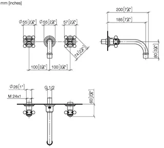 Dornbracht Waschtisch-Wandbatterie ohne Ablaufgarnitur MADISON 36712361 Chrom – Bild 3