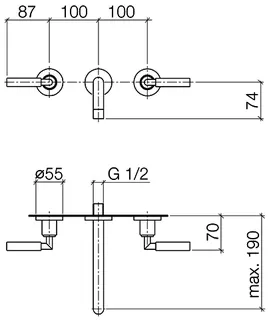 Dornbracht Waschtisch-Wandbatterie ohne Ablaufgarnitur TARA 36712882 Platin – Bild 3