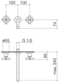 Dornbracht Waschtisch-Wandbatterie ohne Ablaufgarnitur TARA 36717892 Platin – Bild 3