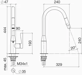 Dornbracht Einhebelmischer Pull-down mit Brausefunktion SYNC 33870895 Chrom – Bild 3