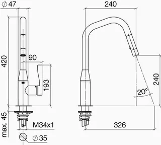 Dornbracht Einhebelmischer Pull-down mit Brausefunktion SYNC 33875895 Chrom – Bild 3