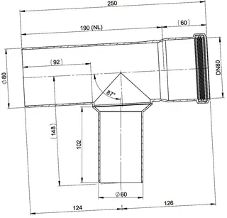 comfort-T-Stück D1 80/D2 60/DN80 Nr. 601301CBS – Bild 2