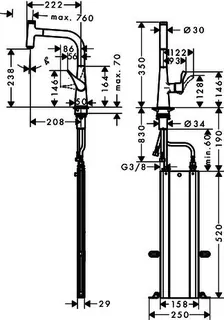 Hansgrohe Spültischmischer 240 Metris Select M71 Ausziehauslauf 1jet sBox chrom – Bild 4