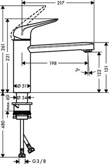 Hansgrohe Spültischmischer 120 Focus M42 1jet edelstahl-optik – Bild 4