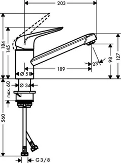 Hansgrohe Spültischmischer 100 Focus M42 1jet edelstahl-optik – Bild 4