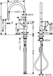 Hansgrohe Spültischmischer 210 Talis M54 Ausziehauslauf 1jet chrom – Bild 2