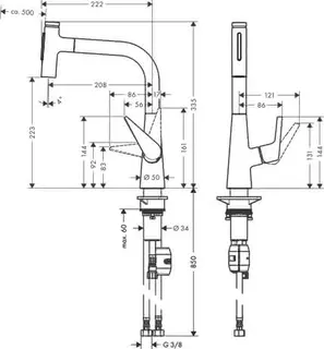 Hansgrohe Spültischmischer 220 Talis Select M51 Ausziehbrause 2jet chrom – Bild 2