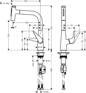 Hansgrohe Spültischmischer 220 Talis Select M51 Ausziehbrause 2jet chrom – Bild 3