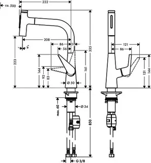 Hansgrohe Spültischmischer 220 Talis Select M51 Ausziehbrause 2jet edelstahl-optik – Bild 2