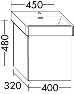 sanibel-Waschtisch-Unterbau 2.0 FLEX WWME040R 400mm breit Tür rechts Eiche Cashmere – Bild 2