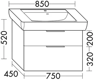 sanibel-Waschtisch-Unterbau 2.0 FLEX WWJK075 750mm breit Schubl/Auszug Weiß Matt – Bild 2