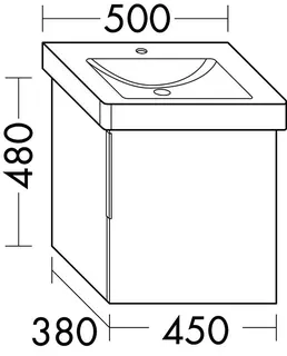 sanibel-Waschtisch-Unterbau 2.0 FLEX WWMP045R 450mm breit Tür rechts Marone Trüffel – Bild 2