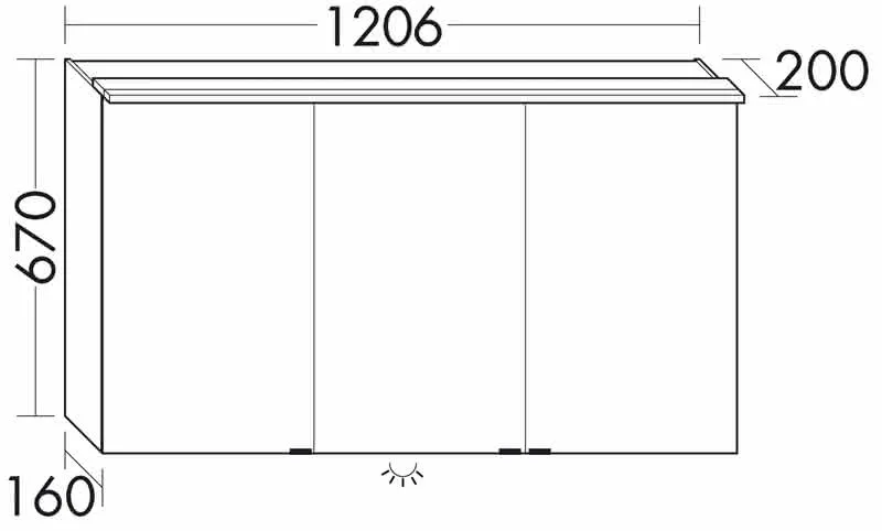sanibel-Spiegelschrank 2.0 FLEX SPIZ120R LED-Waschtisch 1206x670mmx200mm verspiegelt