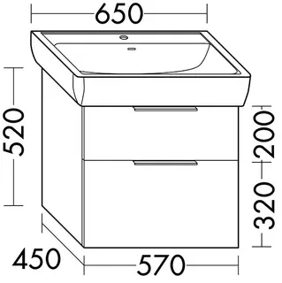 sanibel-Waschtisch-Unterbau 2.0 FLEX WWJK057 570mm breit Schubl/Auszug Weiß Matt – Bild 2