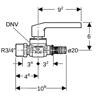 Geberit Mepla Kugelhahn mit AG mit Betätigungshebel Rg d20-R3/4 – Bild 4
