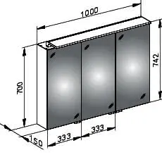Keuco Spiegelschrank Royal L1 13604, silber-eloxiert, 1000x742x150 mm – Bild 2