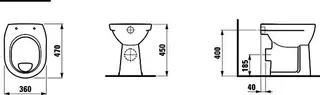 Laufen Stand-F-WC PRO 470x360x450 Ausf. erhöht Abg. waagr. bahamabeige – Bild 2