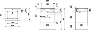 Laufen WT+WTU PRO S SET BASE 500x600x610 1Hl mit Überlauf 2Schubl. Push/Pull we/we glzd – Bild 2