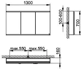 Keuco Royal Modular 2.0 SPS, bel. 80031, Vorb,2Steckd,sb-elox,1300x700x160mm – Bild 2