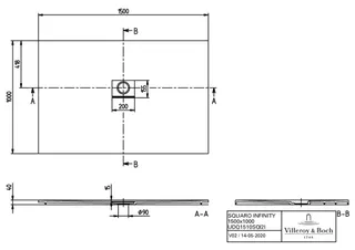 Villeroy & Boch Duschwanne Squaro Infinity 1500x1000x40mm re-eckig flb Einbau AR Anthracite – Bild 2