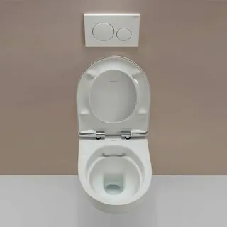 Geberit Renova Set Wand-WC mit WC-Sitz Rimfree, Tiefspüler, weiß – Bild 5