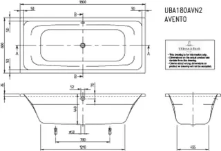 Villeroy & Boch Badewanne Avento 1800x800x505mm Duo Rechteck Weiß Alpin – Bild 4