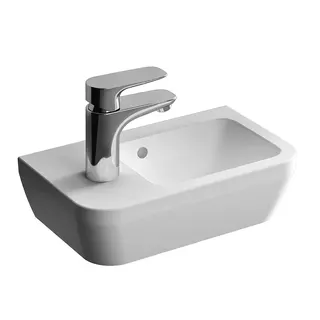 Handwaschbecken 370x220mm m.Hl. li,m.Ül. aktiv4YOU 2.0, weiß
