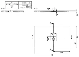 Villeroy & Boch Duschwanne Squaro Infinity 1300x800x40mm re-eckig EB:li flb Einbau AR StoneWhite – Bild 2
