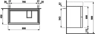 WTU K-LAUFEN 600x880x450 2 Schubl Push/Pull f.WT H810339 weiß matt – Bild 2