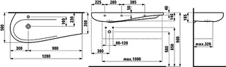 Laufen Waschtisch ALESSI 500x1200x165 Ablage rechts 1 Hahnloch mit Überlauf LCC Weiß – Bild 2