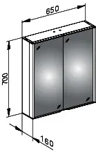 Keuco Spiegelschrank Royal Match 12801, silber-eloxiert, 650 x 700 x 160 mm – Bild 2