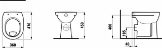 Laufen Stand-F-WC PRO 470x360x450 Ausf. erhöht Abg. waagr. manhattan – Bild 2
