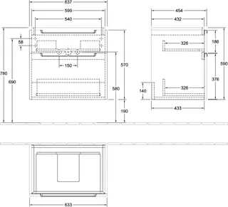 Villeroy & Boch WTUS Subway 2.0 10 637x590x454mm 2 Ausz. Waschtisch m.tig Glossy White – Bild 2