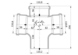 Wavin Doppelabzweig AS+ DN 100x100x100 87 Grad IR – Bild 2