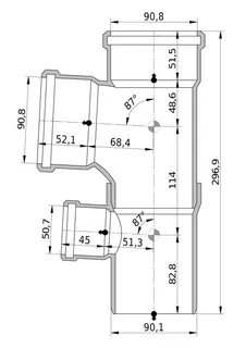 Wavin Duschdoppelabzweig AS+ DN 90x90x50 87 Grad – Bild 2