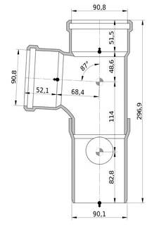 Wavin Duschdoppelabzweig AS+ DN 90x90x50 87 Grad links – Bild 2