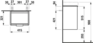 WTU für 45er Waschtisch, 530x415x320, links trend4YOU 3.0, weiß glänzend – Bild 3