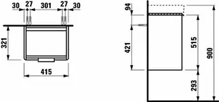 WTU für 45er Waschtisch, 530x415x320, rechts trend4YOU 3.0, weiß glänzend – Bild 3