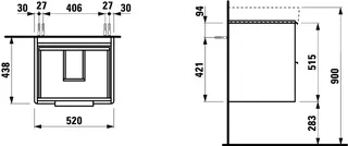 WTU für 55er Waschtisch, 530x520x440mm trend4YOU 3.0, ulme hell – Bild 2