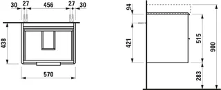 WTU für 60er Waschtisch, 530x570x440mm trend4YOU 3.0, weiß glänzend – Bild 3