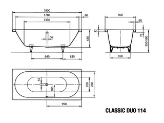 Kaldewei Badewanne CLASSIC DUO Mod.114,1900x900mm, pergamon – Bild 4