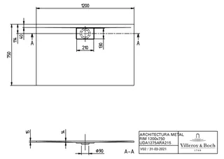 Villeroy & Boch Duschwanne Architectura 1200x750x15mm Rechteck Weiß Alpin – Bild 4